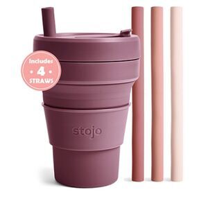 Stojo | Reusable Collapsible Cup with Straws
